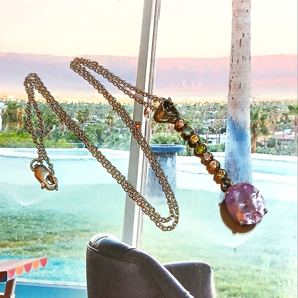 VTG Purple Topaz + More Gems Sterling Silver NECKLACE - Picture 7 of 8